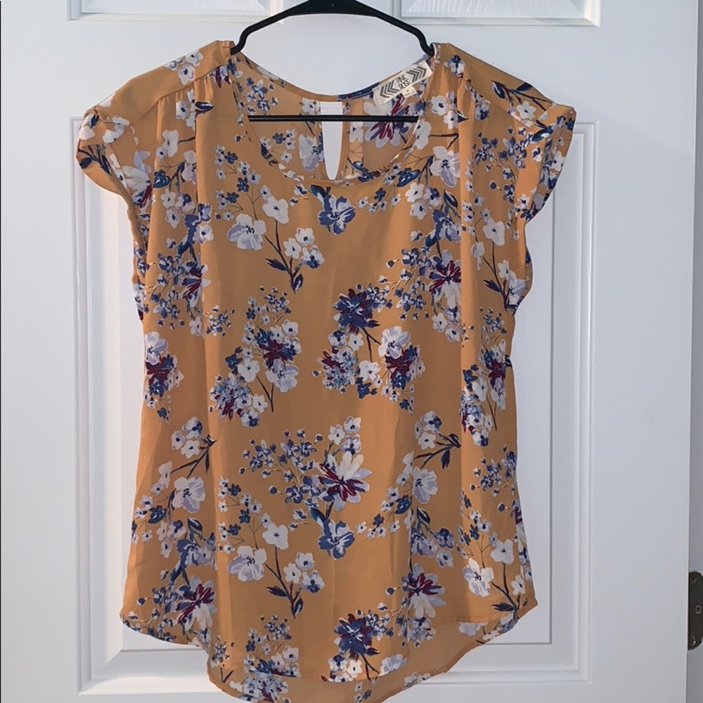 Belk’s Pink Rose Yellow Floral Top